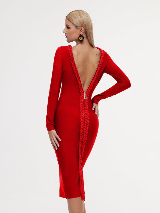 Rosstef Long Sleeve Bandage Midi Dress