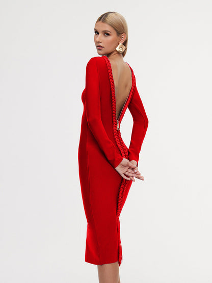 Rosstef Long Sleeve Bandage Midi Dress
