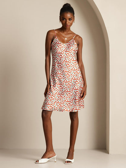 Rosstef Cherry Print Kısa Mini GİYİM