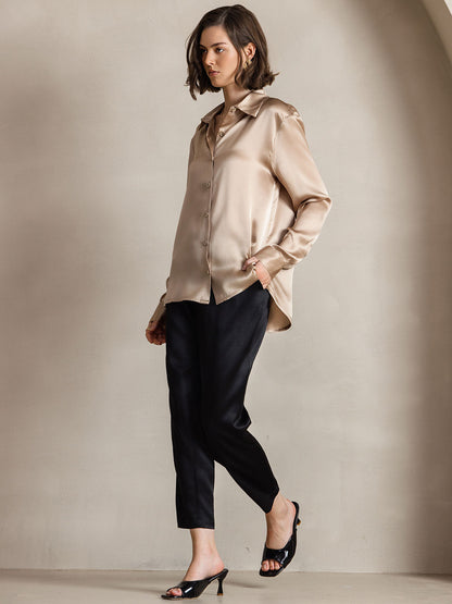 Rosstef 19Momme Kumaş Uzun Cep Long Sleeve Kadın Bluzu