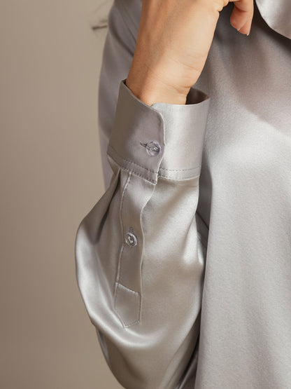 Rosstef 19Momme Kumaş Uzun Cep Long Sleeve Kadın Bluzu