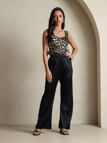 Rosstef Kadın Leopard Print Çıkarlı U-Neck Tank Top