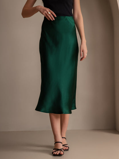 Rosstef 100% Mulberry Silk Stretch Long Straight Skirt