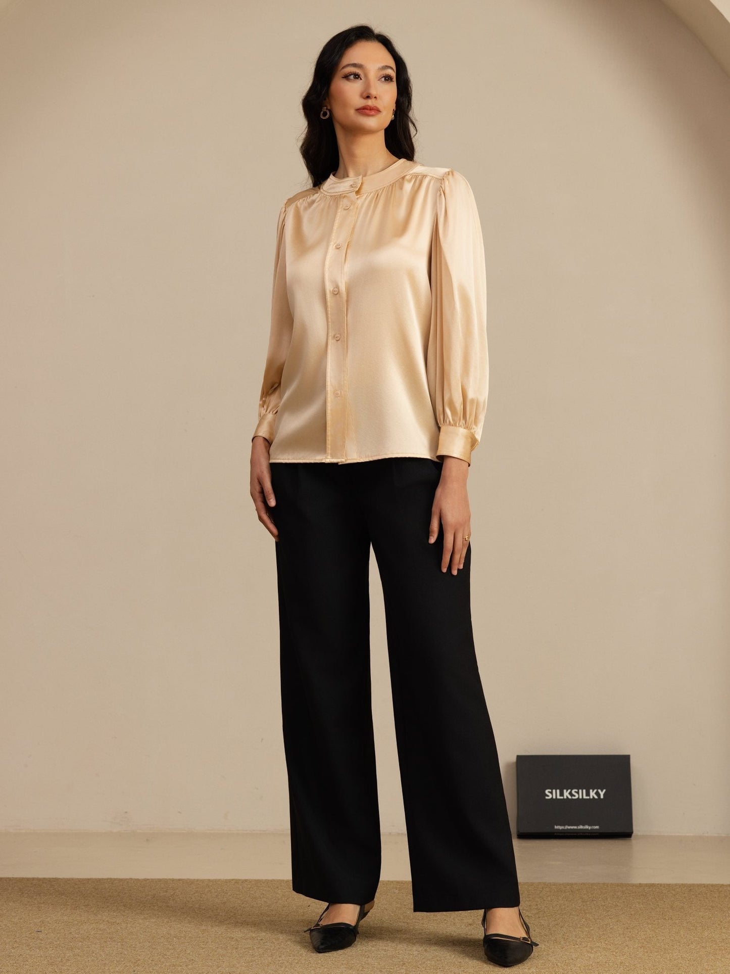 Rosstef 19Momme Stretch Silk Charmeuse Blouse