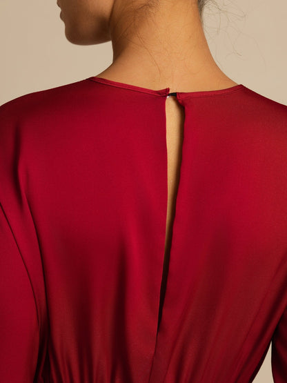 Rosstef 19Momme Stretch Silk Ruffle Sleeves Short Dress