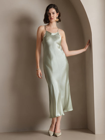 Rosstef 19Momme Silk Spaghetti Straps Maxi GİYİM