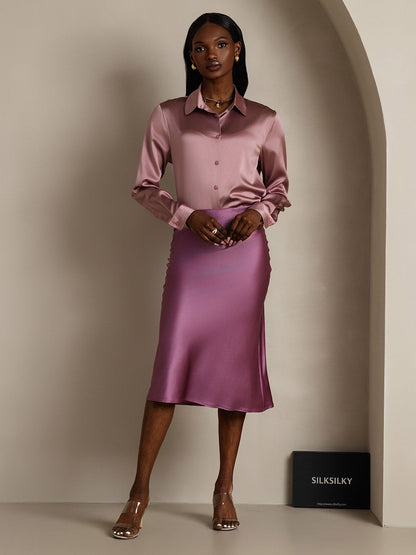 Rosstef 100% Mulberry Silk Stretch Long Straight Skirt