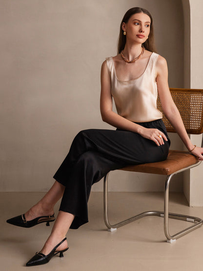 Rosstef 100% Mulberry Silk U Çıkıntılı Tank Top