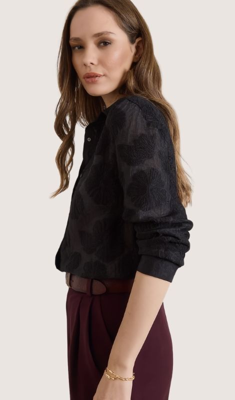 Siyah Transparan Gömlek
