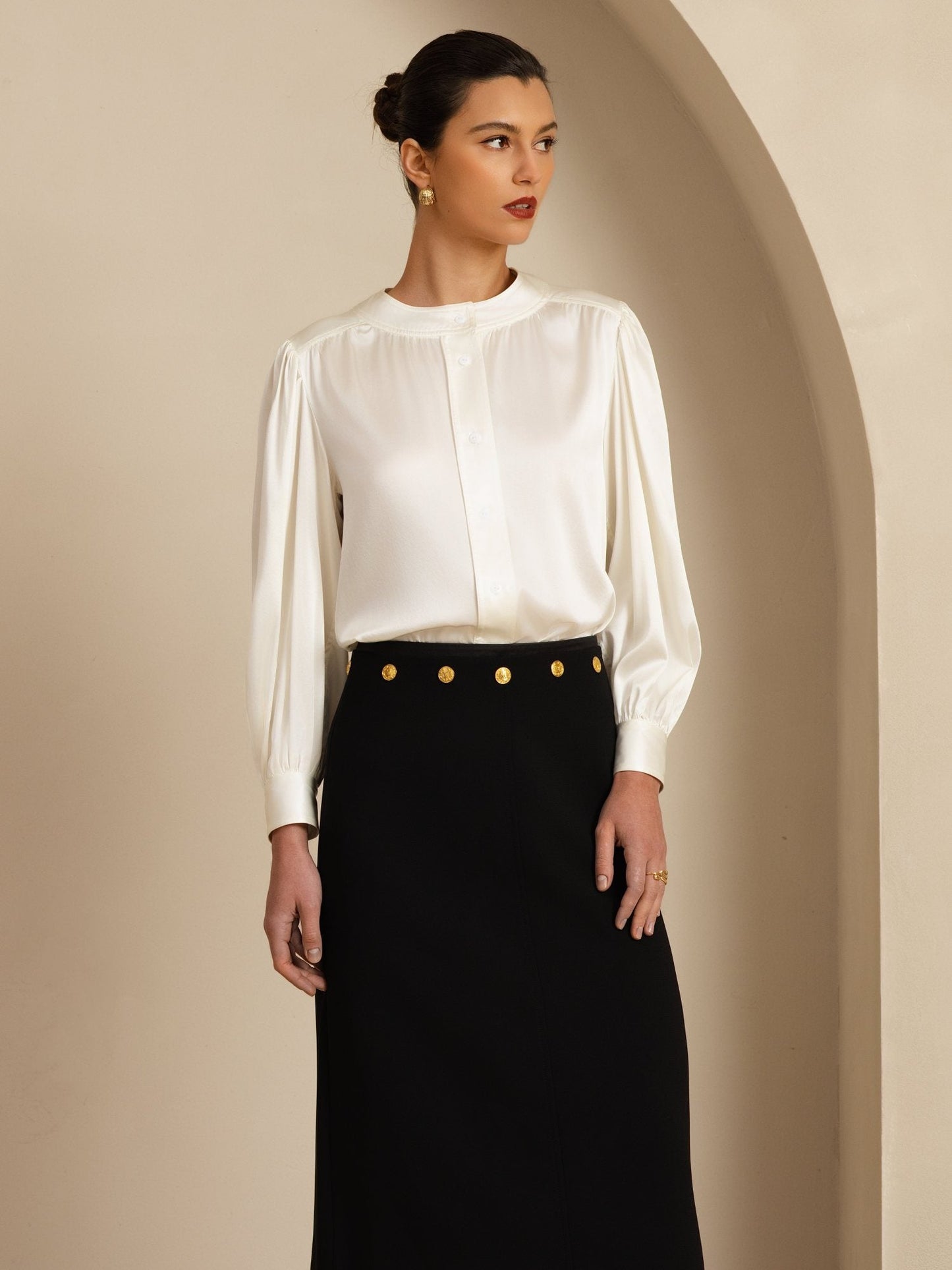 Rosstef 19Momme Stretch Silk Charmeuse Blouse