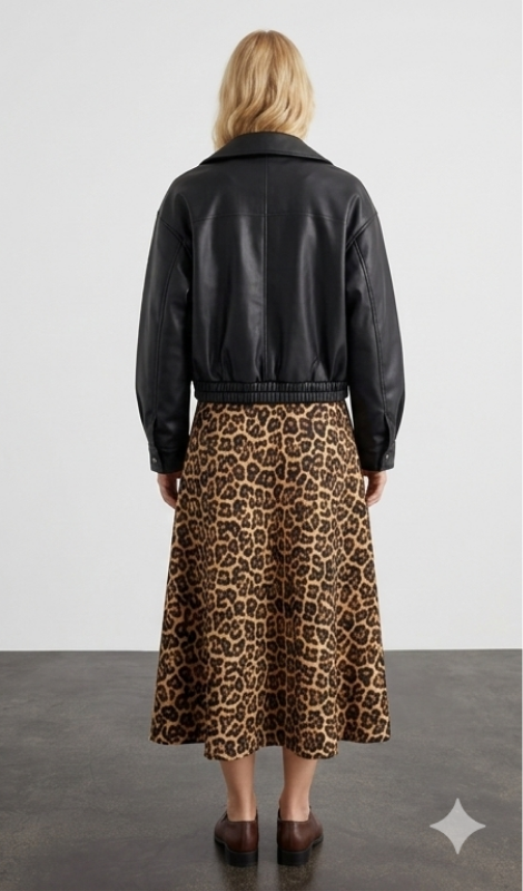 Lola Leopar Desenli Midi Etek