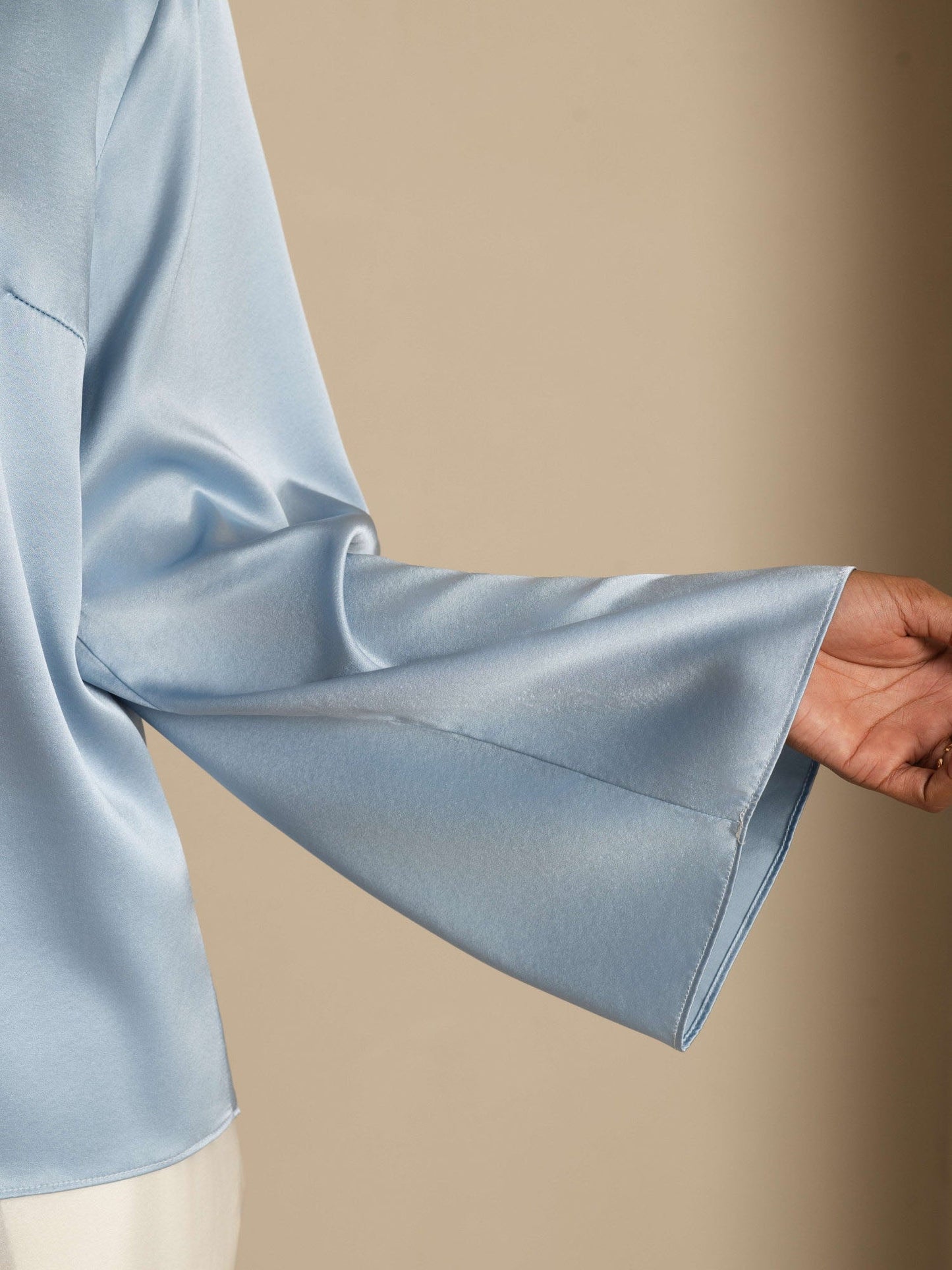 Rosstef 19Momme Silk Bell Sleeve Boat Neck Kadın Giyimi