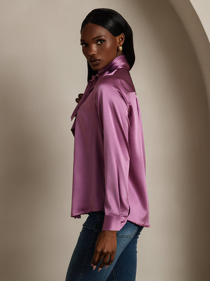 Rosstef 19Momme Silk Long Sleeve High Neck Blouse