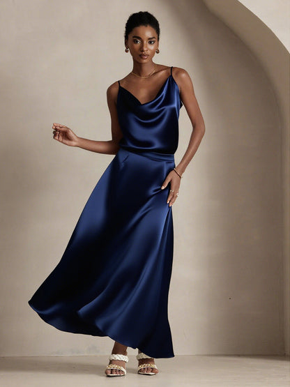 Rosstef 19Momme Silk A Line Maxi Skirt with Lining