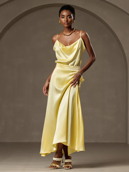 Rosstef 19Momme Silk A Line Maxi Skirt with Lining