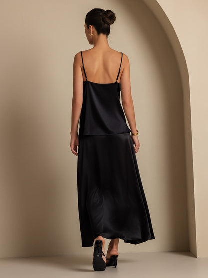 Rosstef 19Momme Silk A Line Maxi Skirt with Lining