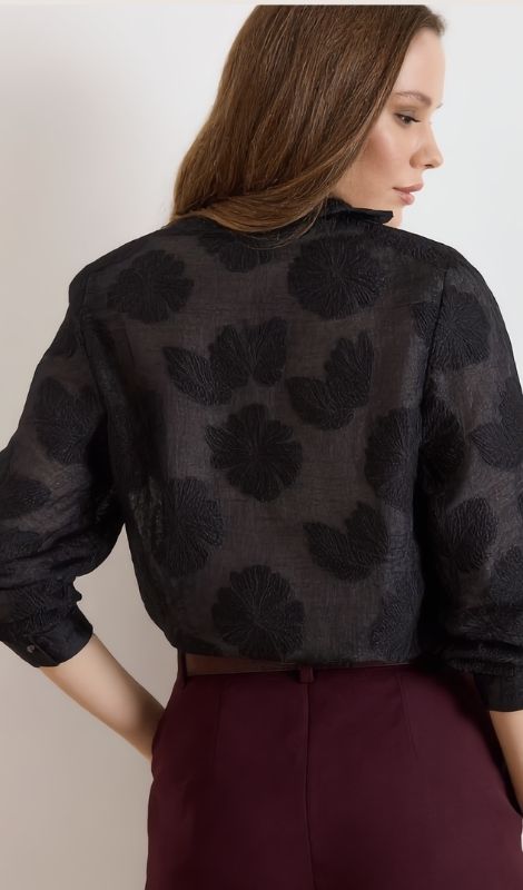 Siyah Transparan Gömlek