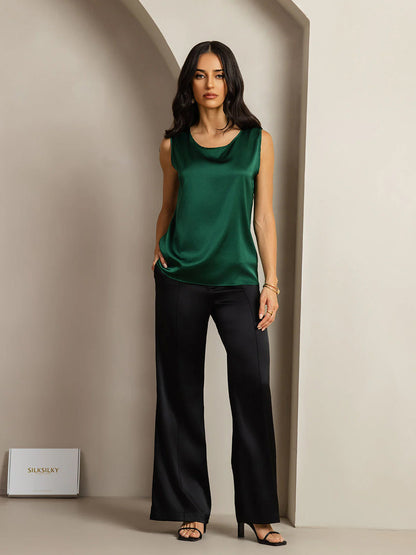 Rosstef 19Momme Silk Sleeveless Round Neck Women's Tank Top