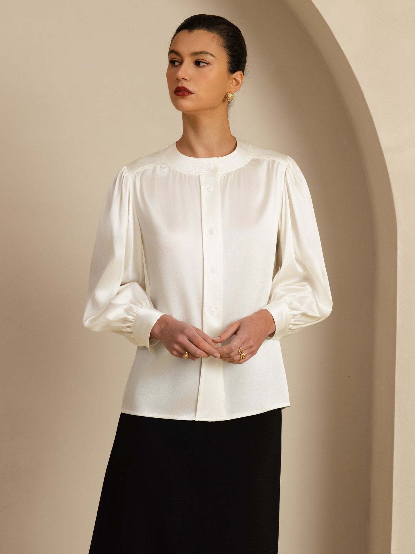 Rosstef 19Momme Stretch Silk Charmeuse Blouse