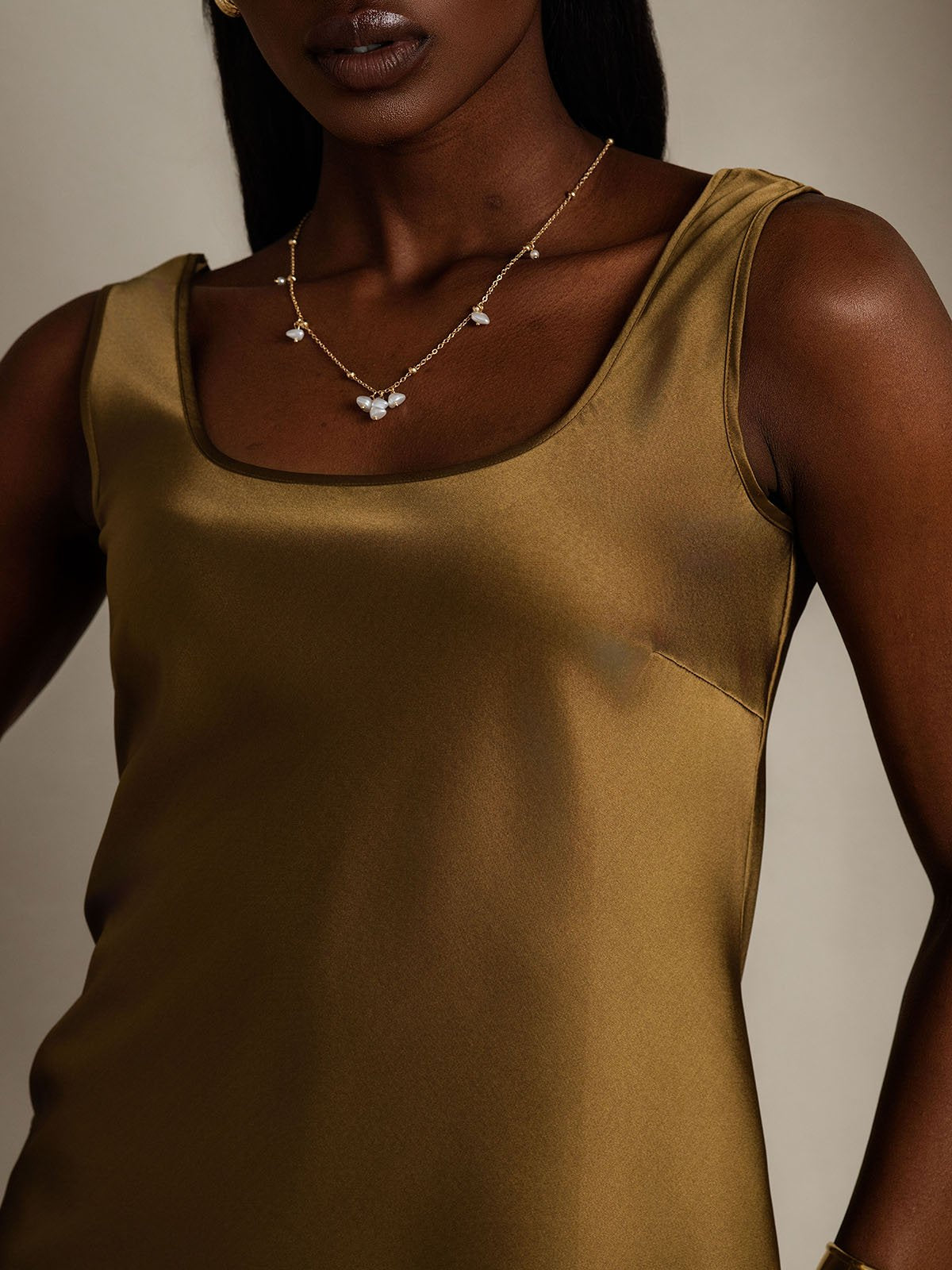 Rosstef 19Momme Silk Sleeveless U Neck Kadın Tank Top