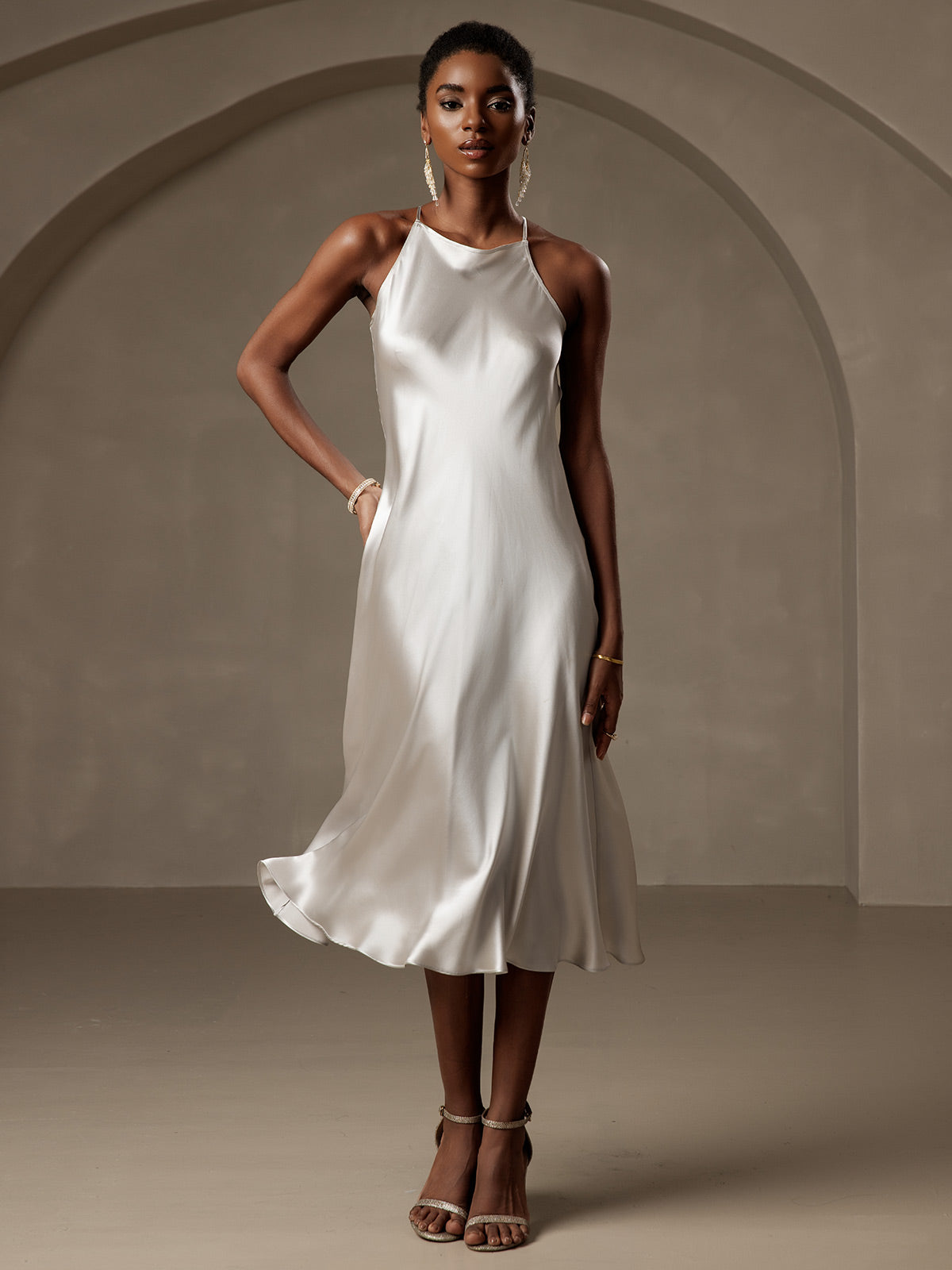 Rosstef 19Momme Silk Spaghetti Straps Maxi GİYİM