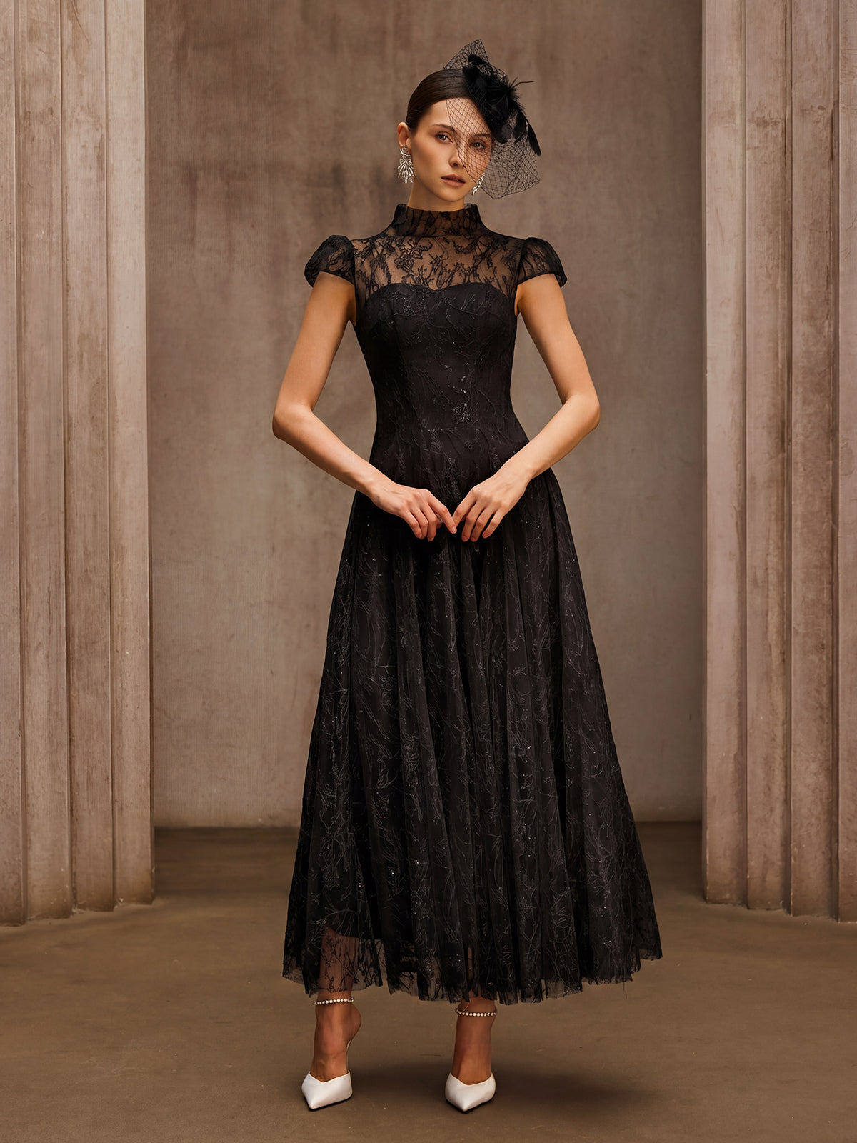 Rosstef Sequin Lace Midi Dress
