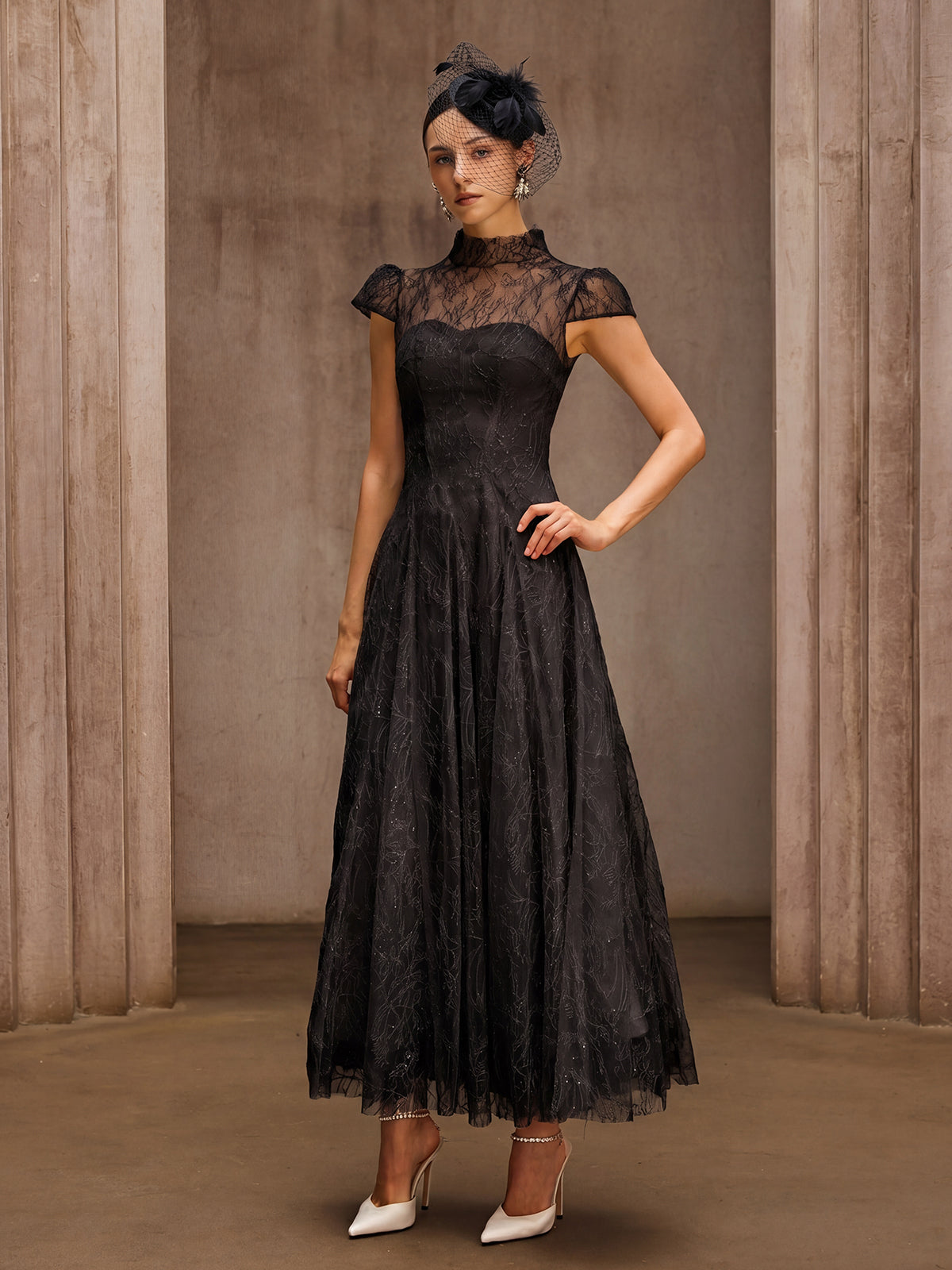 Rosstef Sequin Lace Midi Dress