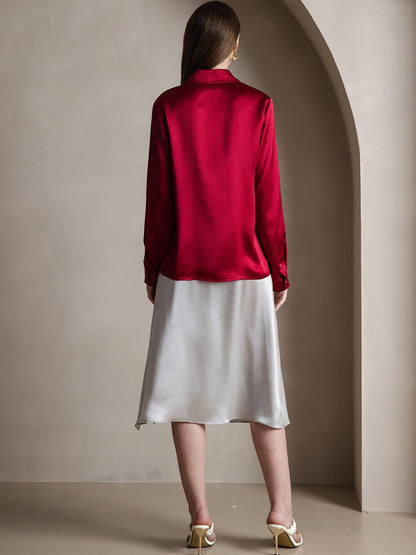 Rosstef 19 Momme Silk Long Sleeve Lapel Collar Kadın Şortu