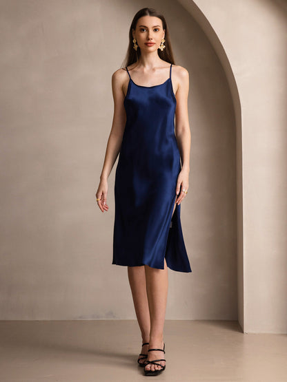 Rosstef Pure Silk Midi Dress with Criss Cross V-Back
