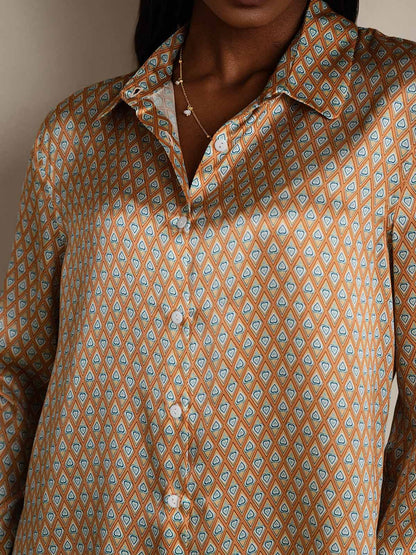 Rosstef 19Momme Silk Geometrik Pamuklu Gömlek