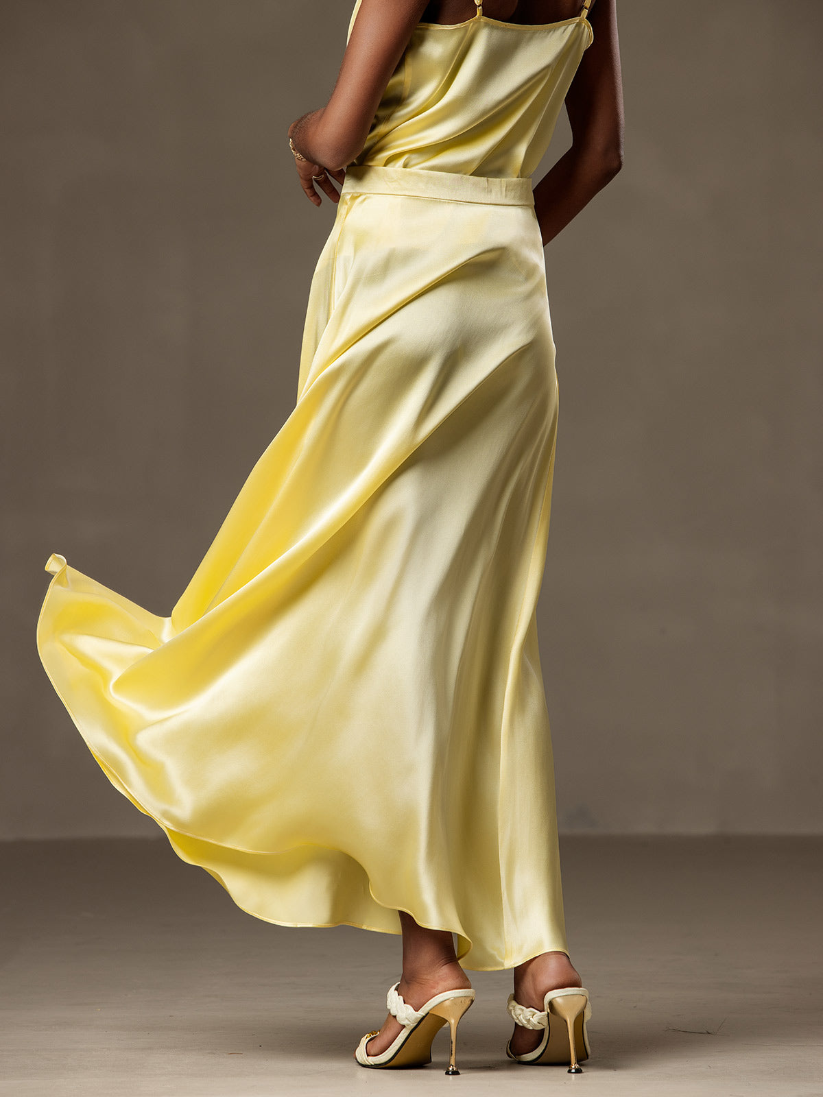 Rosstef 19Momme Silk A Line Maxi Skirt with Lining