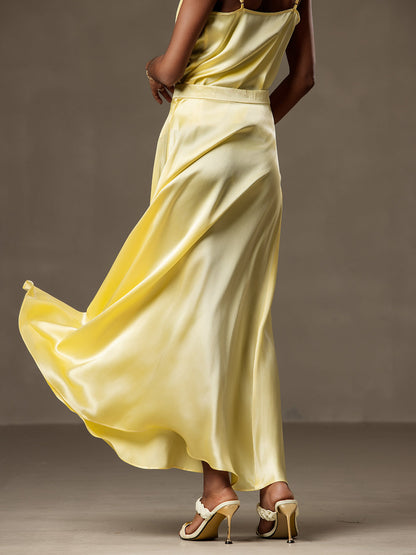 Rosstef 19Momme Silk A Line Maxi Skirt with Lining
