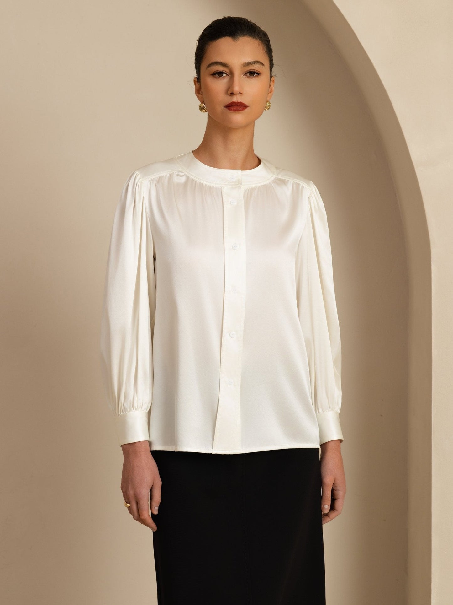 Rosstef 19Momme Stretch Silk Charmeuse Blouse