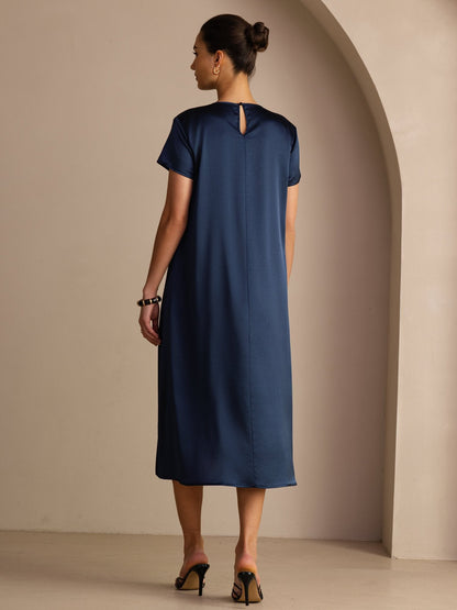 Rosstef 19Momme Silk Midi Dress With Side Pockets