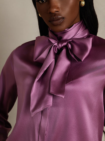 Rosstef 19Momme Silk Long Sleeve High Neck Blouse