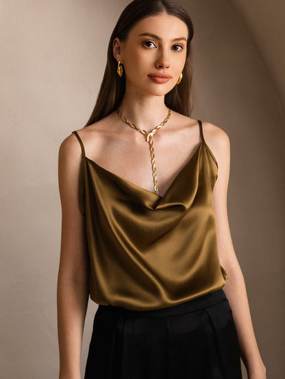 Rosstef 19Momme Silk Cowl Neck Camisole Top
