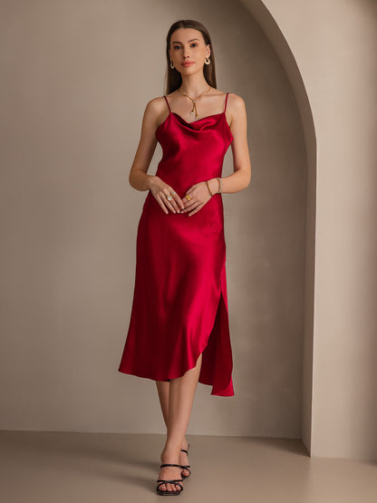 Rosstef Pure Slik Spageti Kolsuz Midi Gown ile Çizme Tasarımı