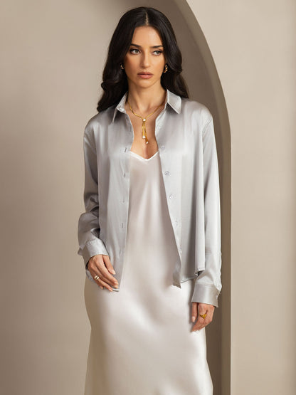 Rosstef 19Momme Kumaş Uzun Cep Long Sleeve Kadın Bluzu