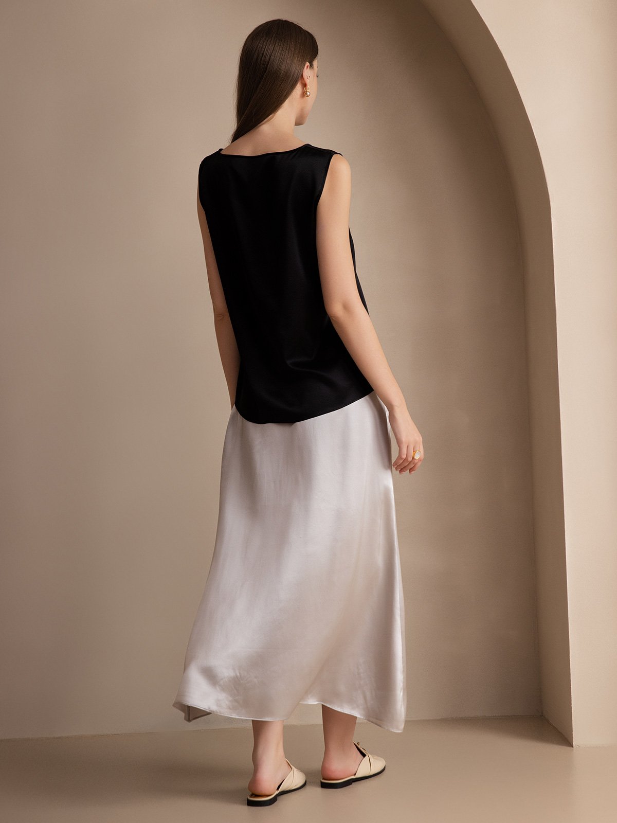 Rosstef 19Momme Silk Sleeveless Round Neck Women's Tank Top