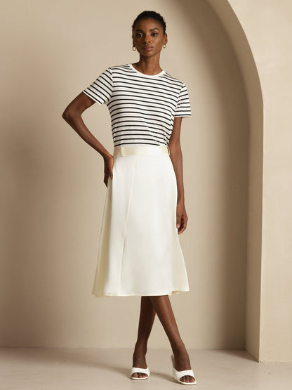 Rosstef Silk A-Line Midi Skirt with Pockets