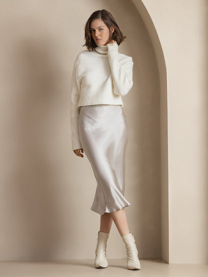 Rosstef 100% Mulberry Silk Stretch Long Straight Skirt