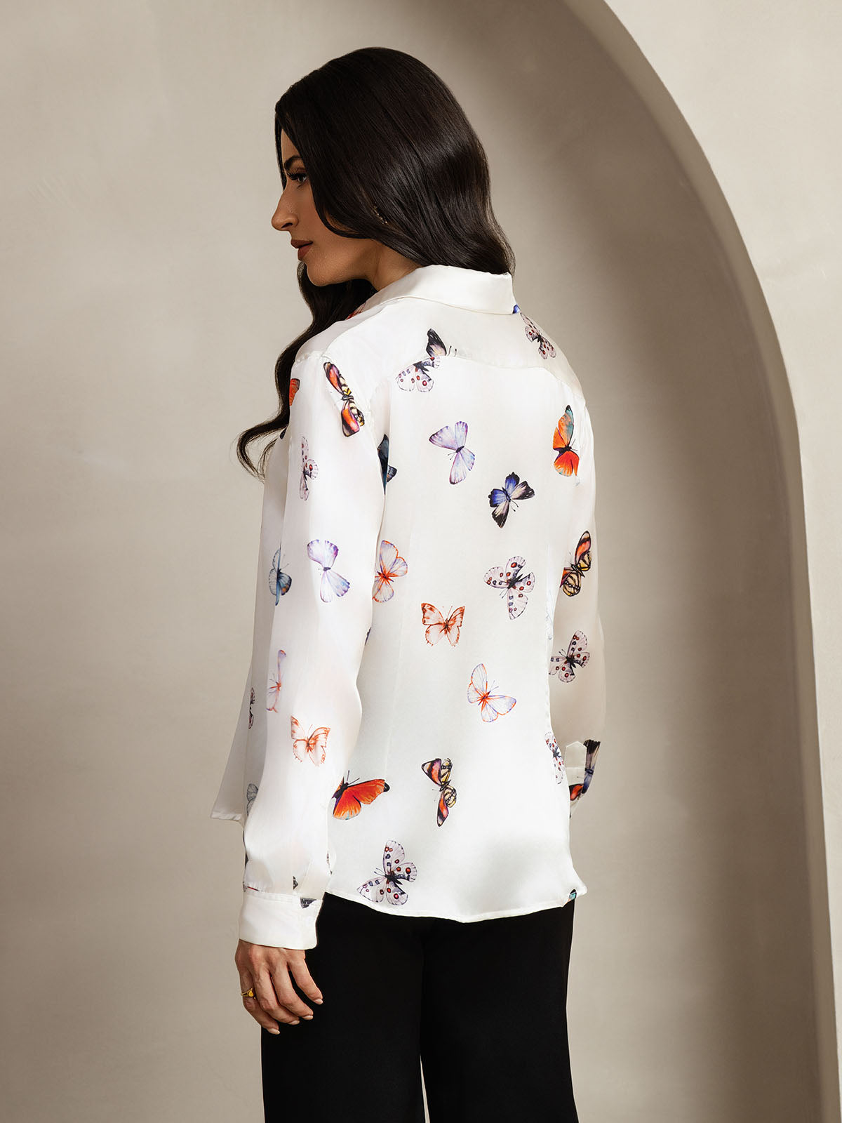 Rosstef 19Momme Kumaş Uzun Cep Long Sleeve Kadın Bluzu