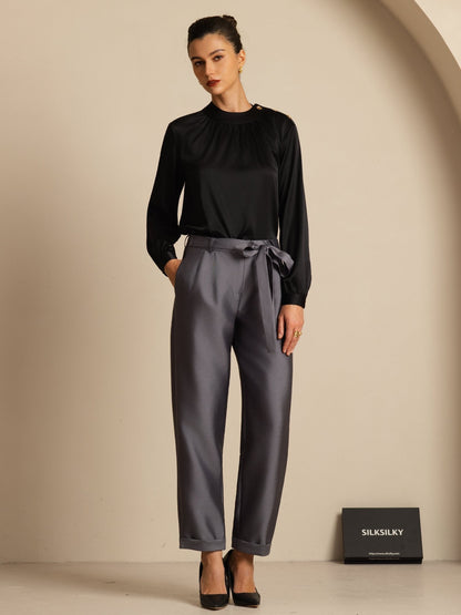 Rosstef 19Momme Silk Kadın Uzun Kollu Bluzu