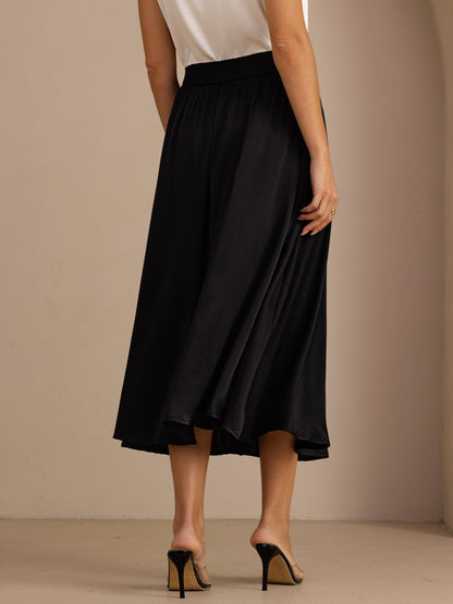 Rosstef 19Momme Stretch Silk A-Line Pleated Skirt