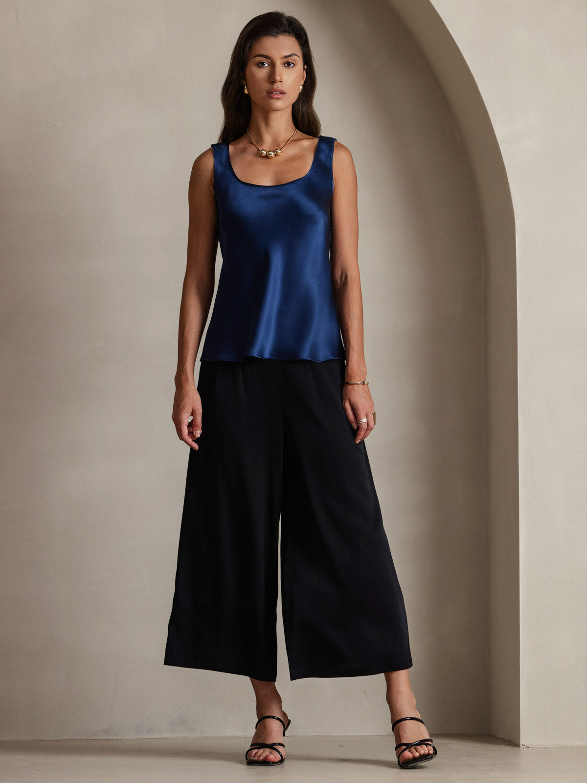 Rosstef 19Momme Silk Sleeveless U Neck Kadın Tank Top