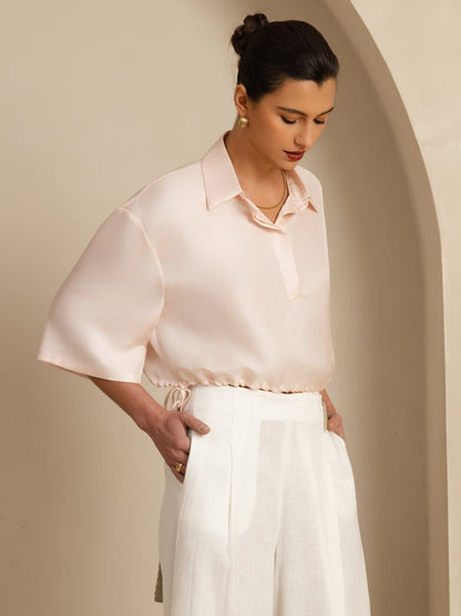 Rosstef Pure Silk Kadın Çift Kol Kaba Bluz