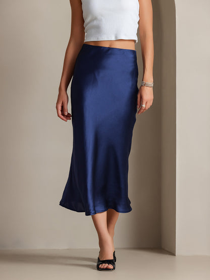 Rosstef 100% Mulberry Silk Stretch Long Straight Skirt