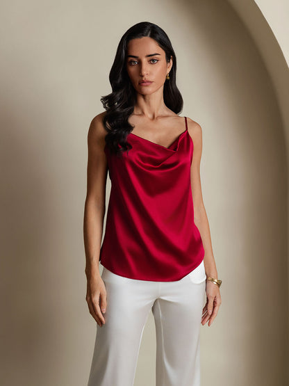 Rosstef 19Momme Silk Cowl Neck Camisole Top