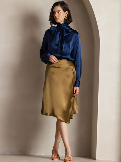 Rosstef 19Momme Silk Long Sleeve High Neck Blouse