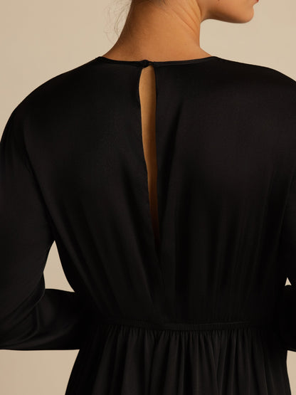 Rosstef 19Momme Stretch Silk Ruffle Sleeves Short Dress